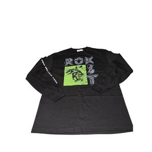 Rokit Men's Black Long Sleeve T-Shirt Casual Crew Neck Size Medium